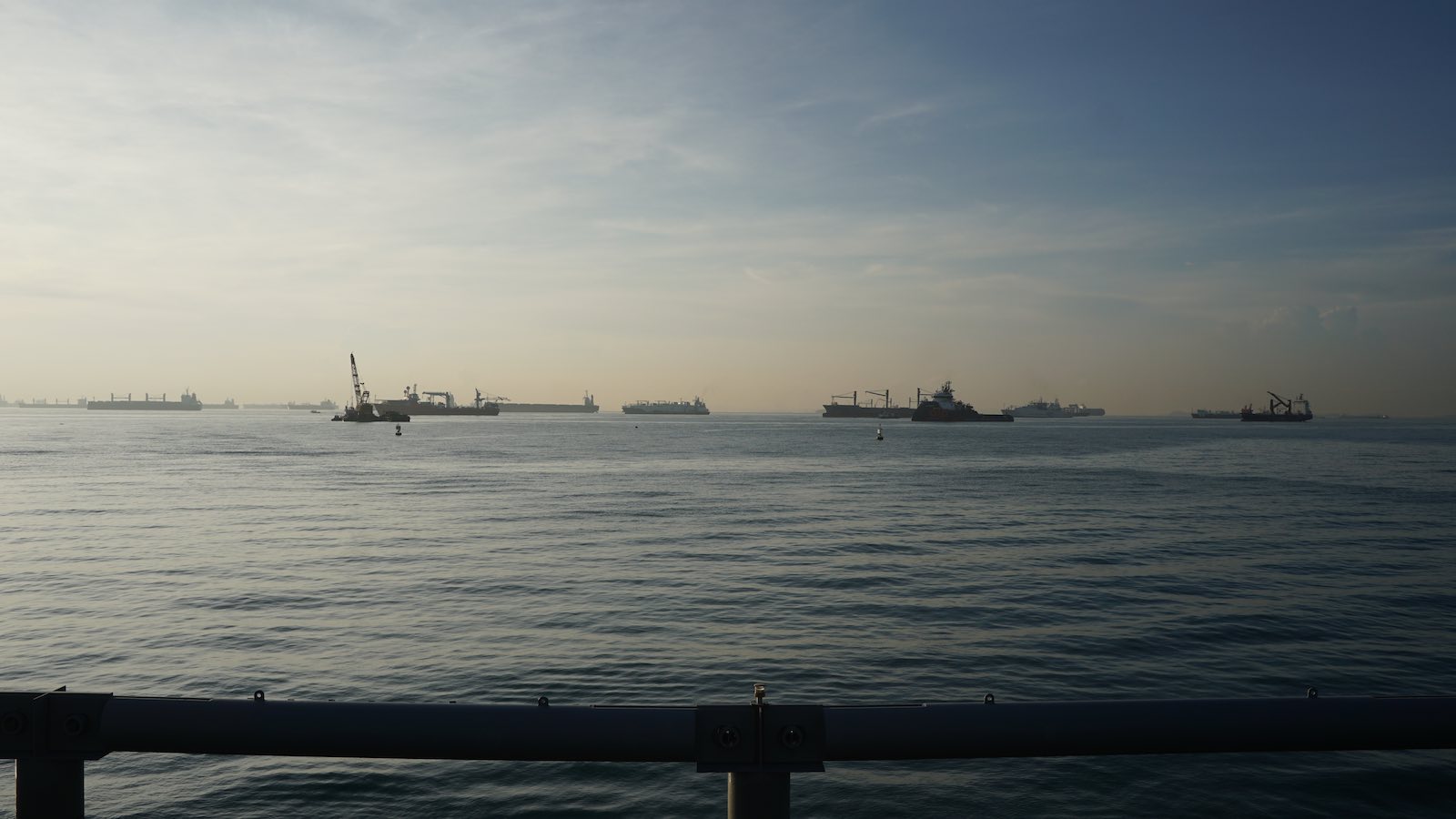 Looking over the other side of the bay, there were tons of ships anchored in the ocean around Singapore.