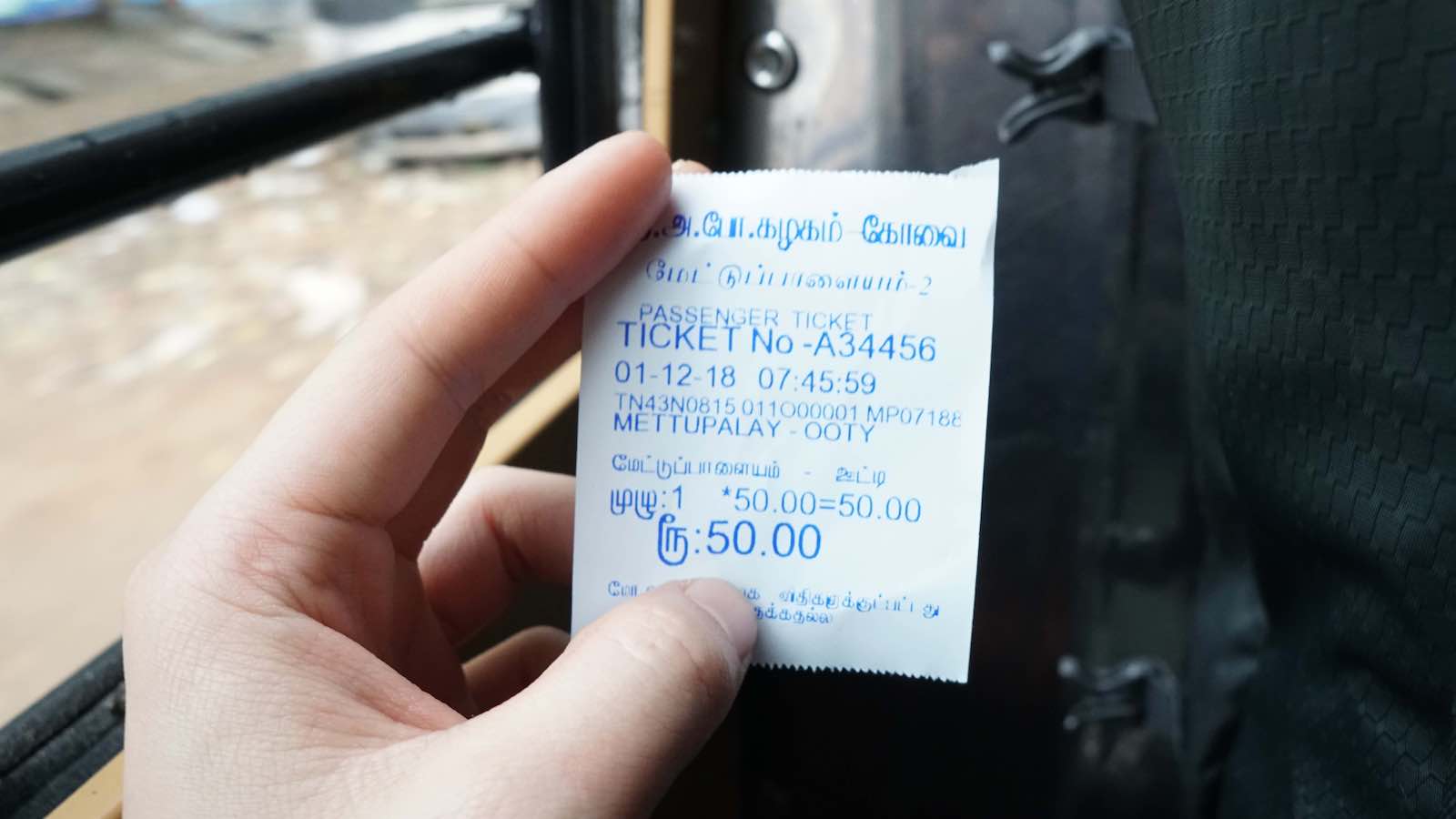 My proudest travel moment to date is finding the right local bus to Ooty. I realized tech wasn't going to help me at all here so I just waved at locals and said 'Ooty?', they would point in a general direction and I would board a bus, say 'Ooty?' and see if anybody on board nodded. The first 1 or 2 buses I got on, I just got stares due to being the only foreigner around. But eventually I got on a bus, uttered 'Ooty?' and a good number of people nodded. I sat down and after the bus took off the conductor came around to collect the bus fare. I was beyond relieved to see the word 'Ooty' on the receipt. 