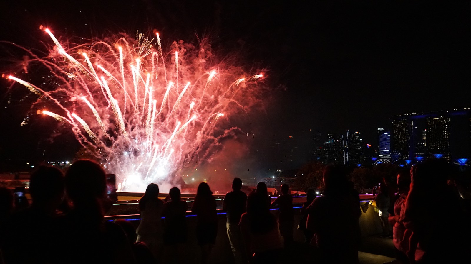 There were TONS of people there with music and food, I didn't think much of it and assumed it was just because Singapore is a super crowded city. But then I heard a DJ over the loudspeakers announce the start of the festivities celebrating the 100 year anniversary of the Marina Bay Barrage. They even had fireworks.