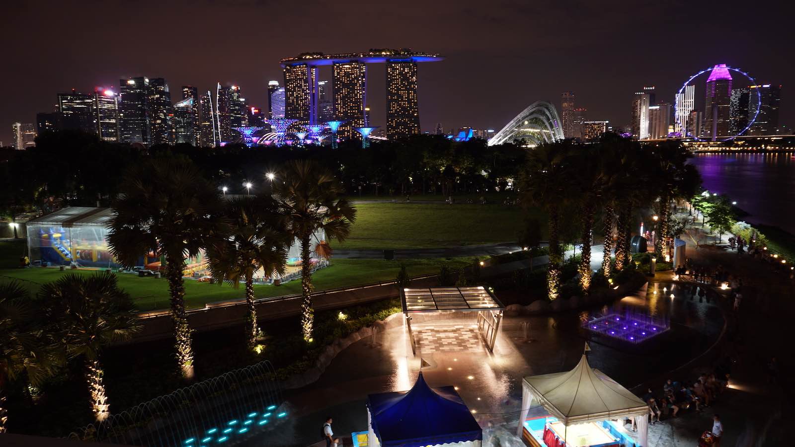 My first night I walked over to Marina Barrage, a large dam at the mouth of Marina Bay, which had some good views of the city
